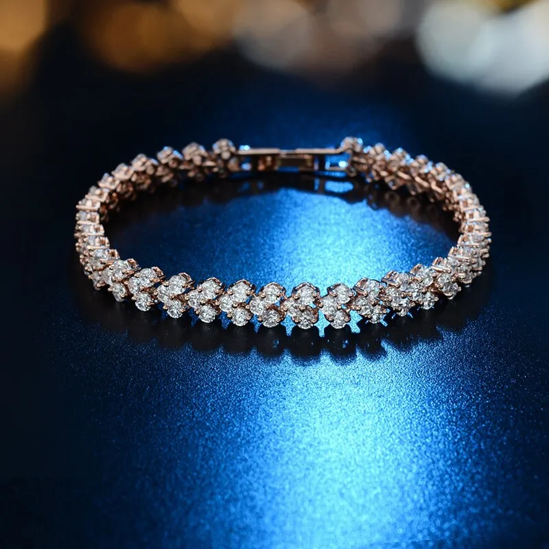 Хит продаж золотой цвет качество AAA кубический цирконий кристалл римская цепочка