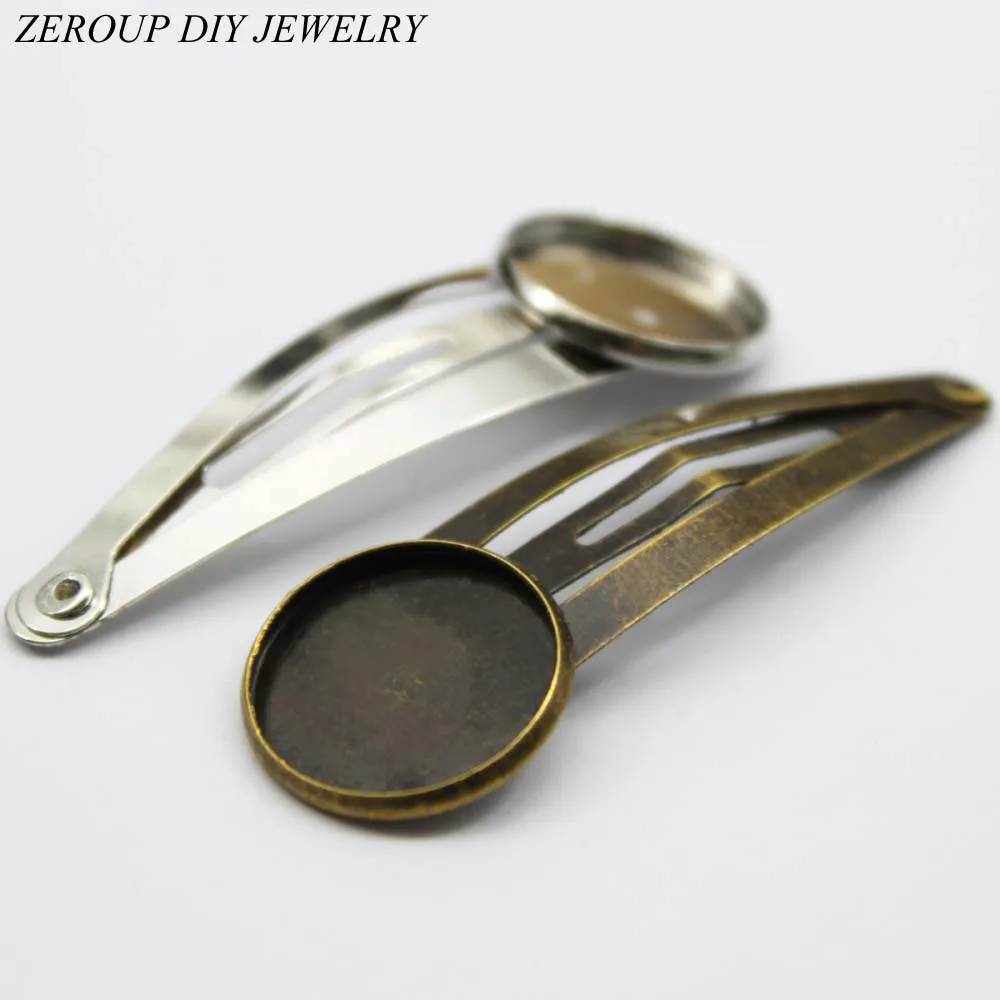Hair Clips Antique Bronze Brass Plated Hairpin Cameo Glass Cabochons Base Supplies For Jewelry