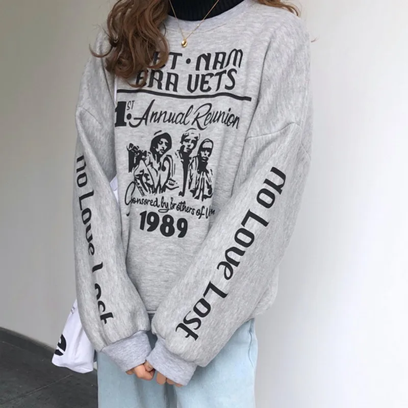 2018 Новый AutumnWinter Harajuku печати плюс толстый бархат толстовка для Для женщин шею