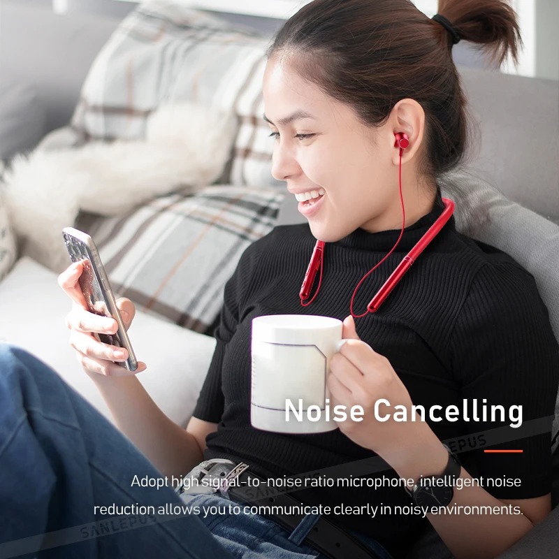 Беспроводные спортивные Bluetooth наушники SANLEPUS беспроводные вкладыши с микрофоном