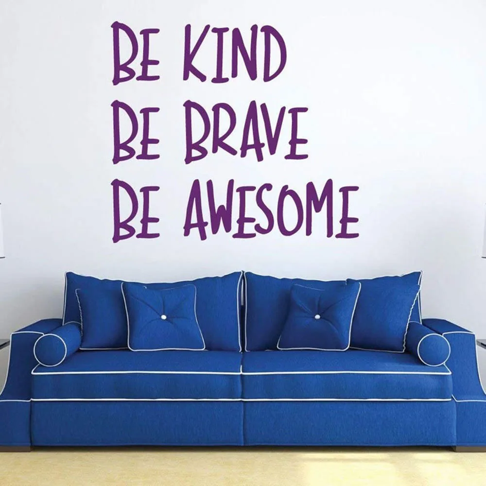 

Wall Decals Quotes Be Kind Be Brave Be Awesome Powerful Word Vinyl Wall Stickers for Home School Office Art Decoration S021