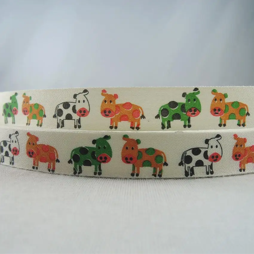 Лента из 5/8 хлопка с принтом коров 15 мм 100% дюйма|garment accessories|ribbon diyfabric ribbon |