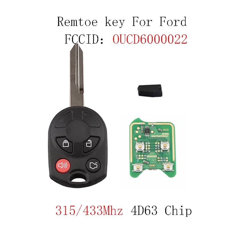 315/433 МГц 4 кнопки дистанционного ключа для Ford Edge Escape Focus Lincoln Mazda Mercury OUCD6000022