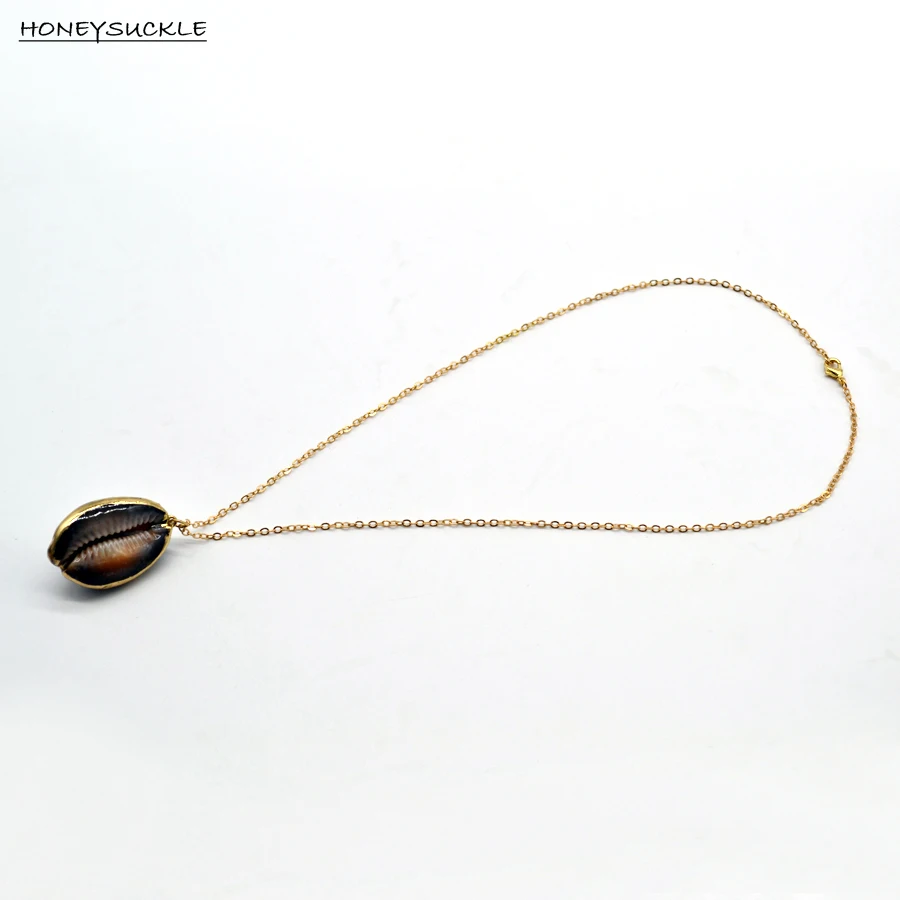 Очаровательное длинное ожерелье из натуральных ракушек черного цвета для мужчин