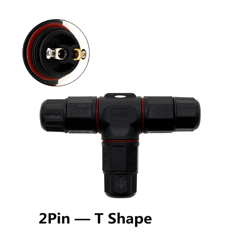 2 Pin T Shape IP67 водонепроницаемый разъем 2 Pin 3 Pin электрический терминал адаптер провода разъем прямой/T Форма для наружного светодиодный светильник - Цвет: 2 Pin T Shape