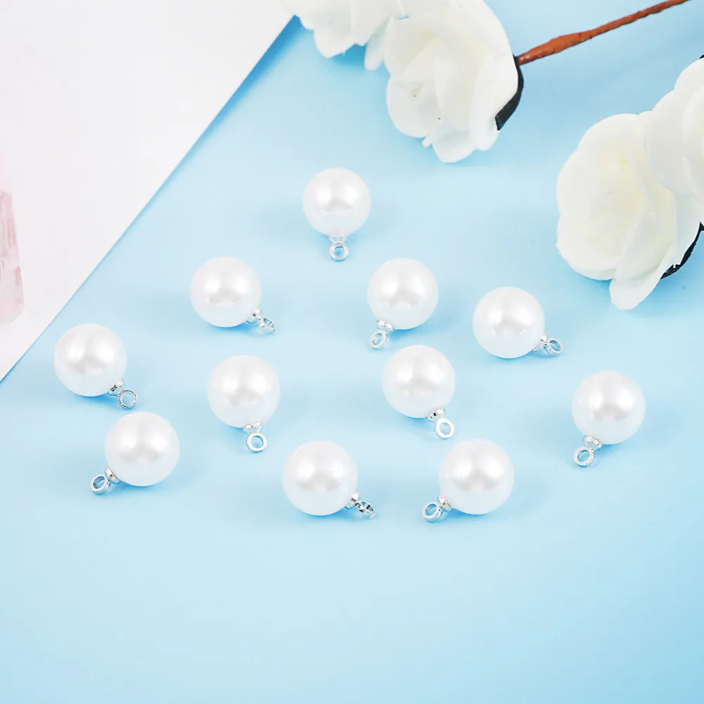 6/8/10mm 10pcs ABS Pearl Beads Charm for Earring Necklace DIY Jewelry Findings Making Earring Necklace Pendant Accessories