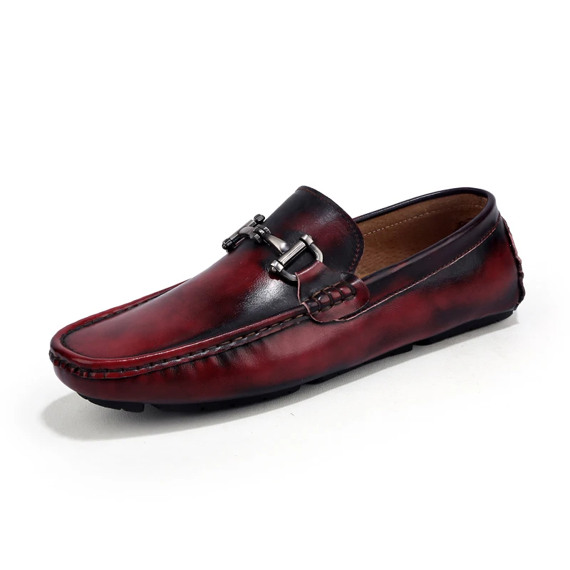 Mens Casual Shoes Slip on Brown Black Men Flats Split Leather Spring Summer Big Size Male Luxury Fashoin Footwear | Обувь