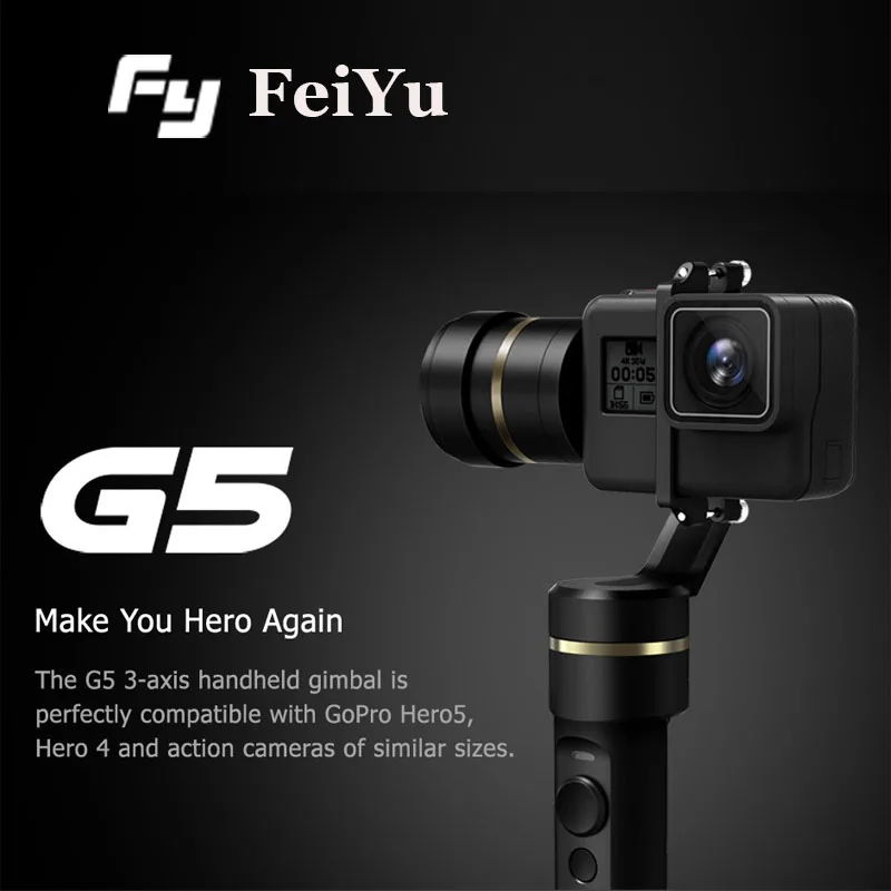 (С двумя аккумуляторами) FeiyuTech G5 (Feiyu FY G5) 3 осевой Ручной Стабилизатор для gopro hero 5 и