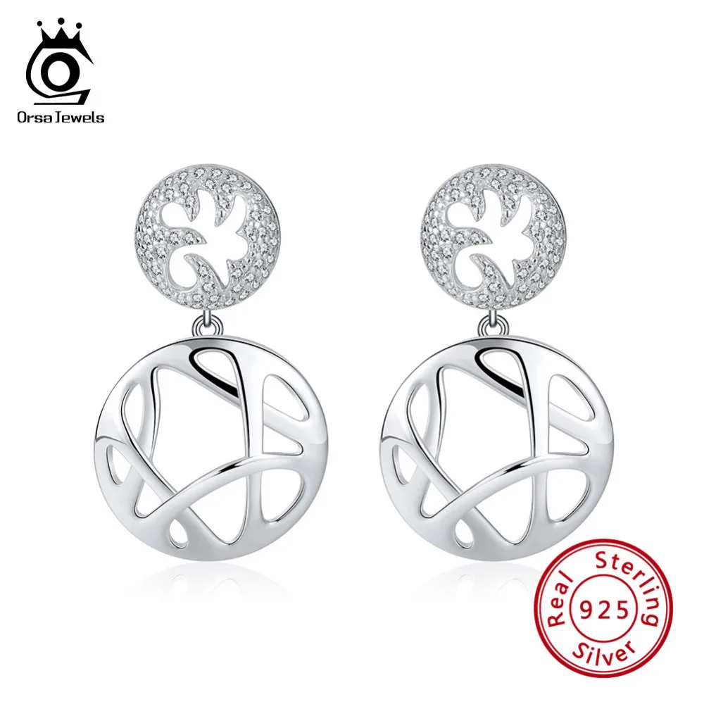 ORSA JEWELS 925 пробы серебряные серьги с камнем рождения для женщин AAA кубический циркон 14 цветов серьги-гвоздики ювелирные изделия из серебра OSE84