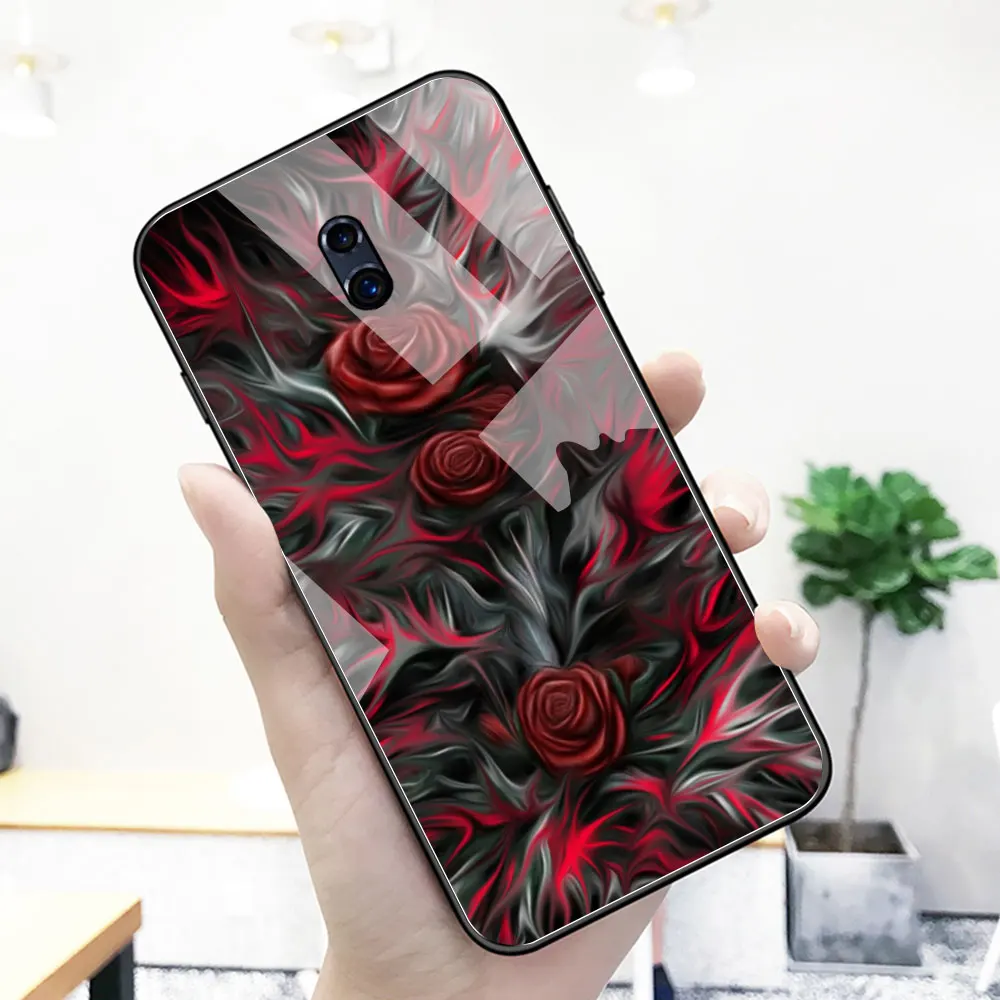 Розовый цветочный чехол для oppo r9 s стеклянная задняя крышка romatic R9 R9S R11 R11S Plus R17 R15 F9