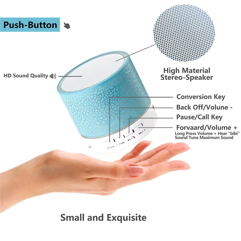 Портативный Led Bluetooth Динамик Беспроводной s Hands Free с микро сабвуфер громкий