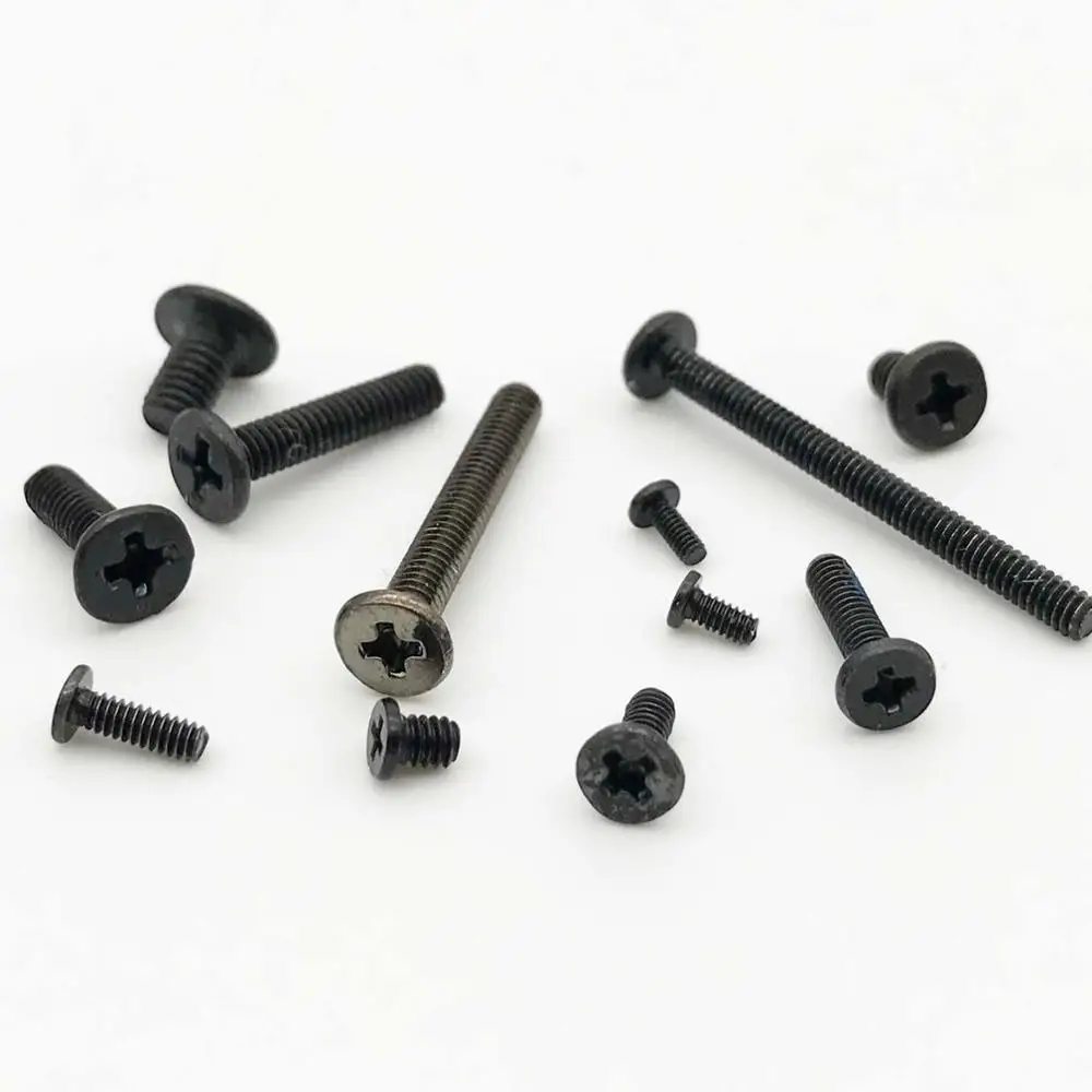 black 25/50 шт в наборе, M1.2 M1.4 M1.6 M2 M2.5 M3 мини микро Филлипс вафельная плоский болт с головкой для ноутбука Тетрадь компьютер стекла для телефона - Цвет: black