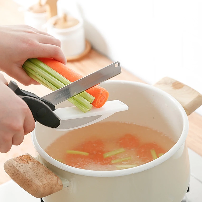 2 IN 1 Kitchen Cutter Board Vegetable Cutting Slicer Smart Knife Cheese Food Meat Chop Cutters Multi-Function Fruit Scissors | Дом и сад