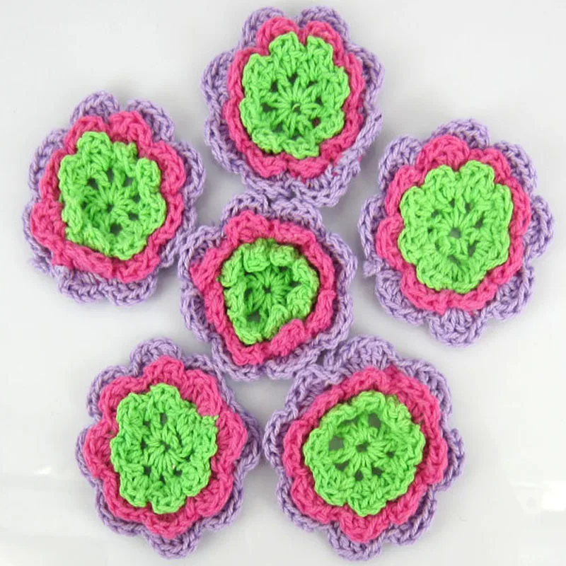 12cs микс разноцветных хлопковых вязаных цветов ручной работы Аппликация Швейные