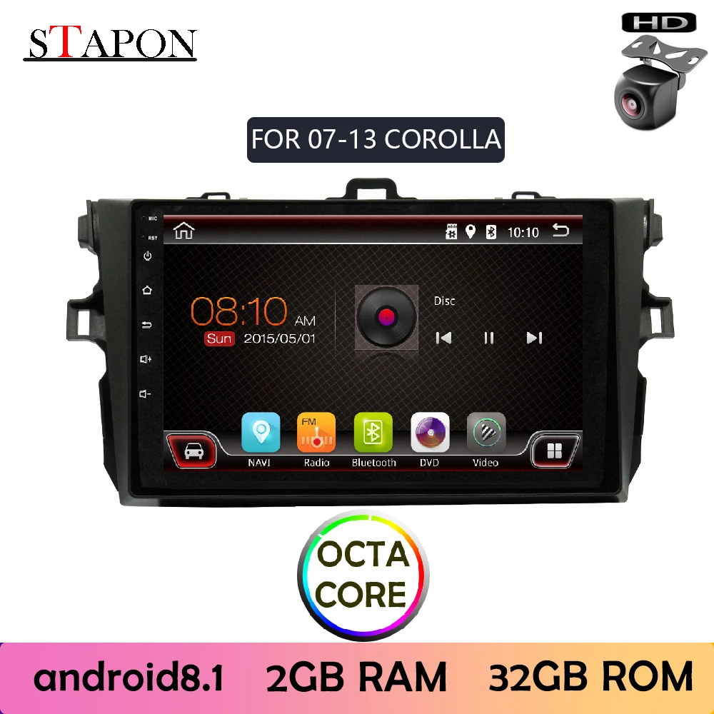 STAPON 9 дюймов для corolla 2007 2013 Android 8 1 OCTA CORE 2GRAM автомобильный DVD Руль управления AM RDS|MP4 и