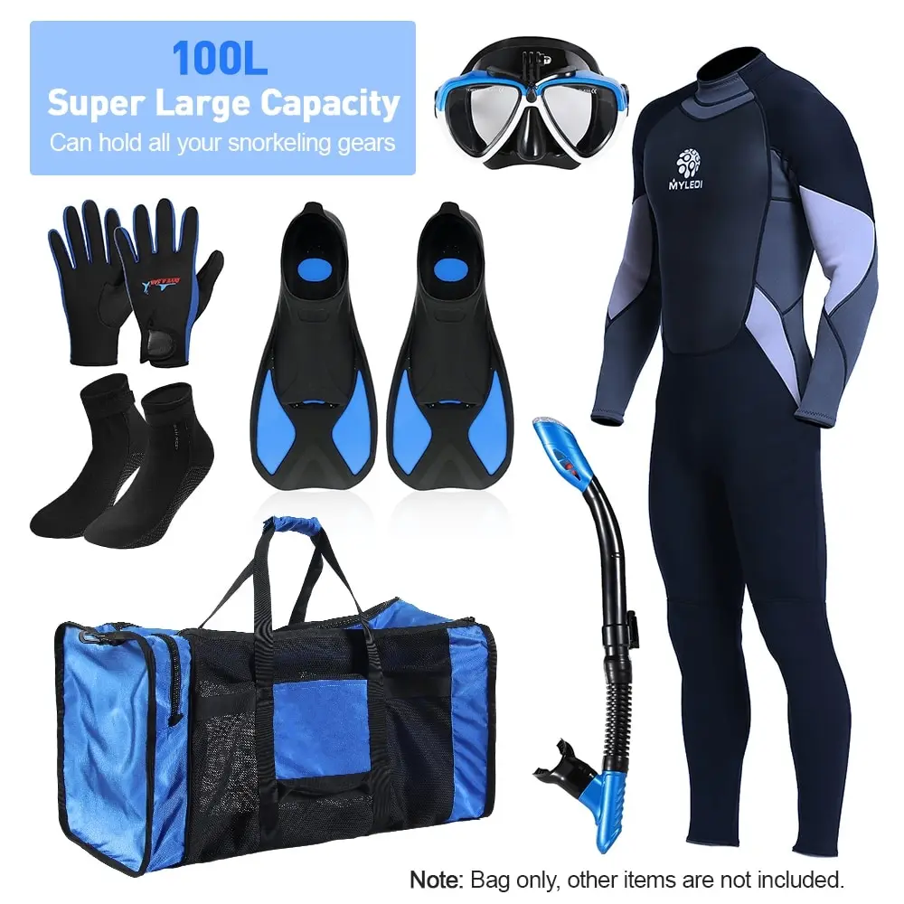 

100L Mesh Gear Bag Sports Swimming Boating Camping Kayaking Outdoor Climbing Bag for Scuba Diving Snorkeling Swimming Equipment