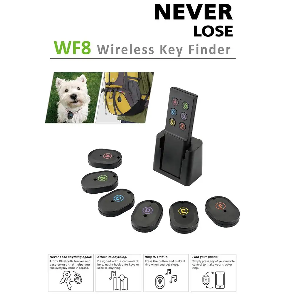 

Mini Car Locator Multi-Language Wireless Mobile Phone Key Finder 1-for-6 Anti-Lost Adsorption Recording Anti-Lost Device