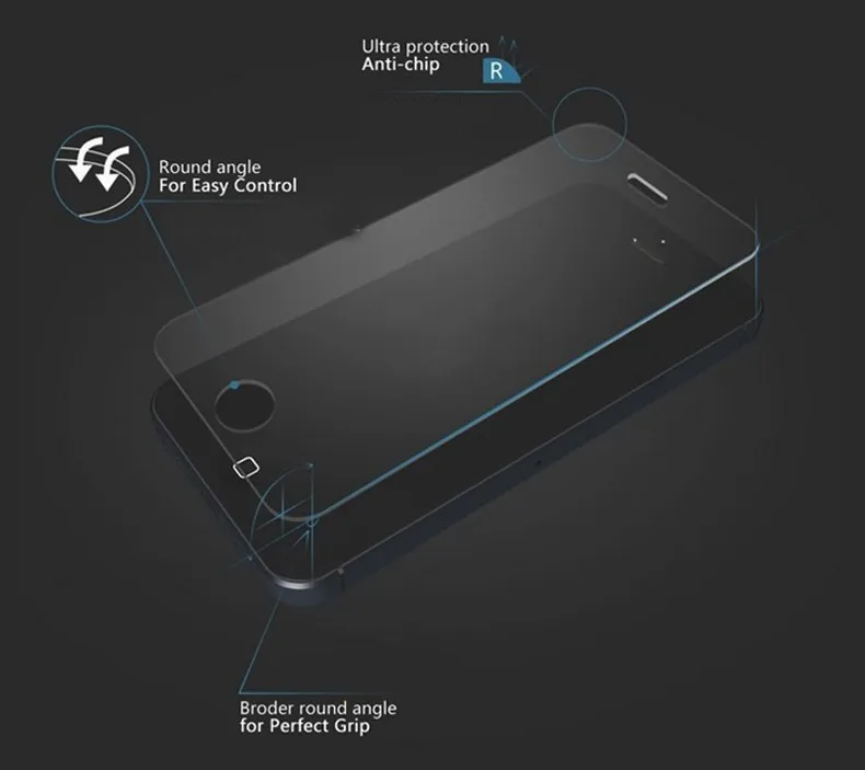 Оригинал 0 3 мм 2.5D Закаленное стекло протектор экрана для iPhone 5 5S 5c SE HD усиленная