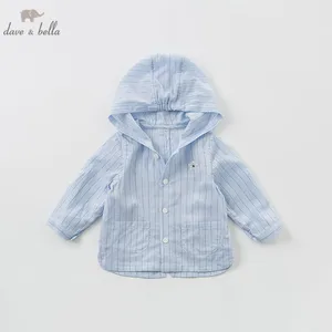 DB9960 dave bellaВесенняя Модная рубашка с капюшоном для маленьких мальчиков, детские топы в полоску, эксклюзивные Топы с капюшоном для маленьких детей