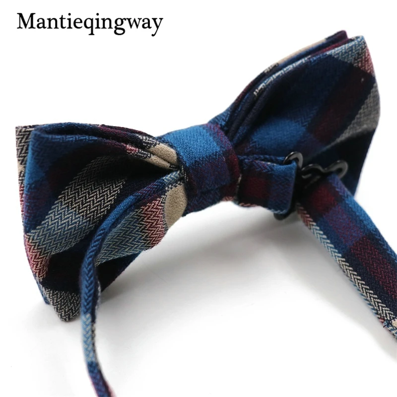 Мужской клетчатый галстук бабочка Mantieqingway хлопчатобумажный в полоску для