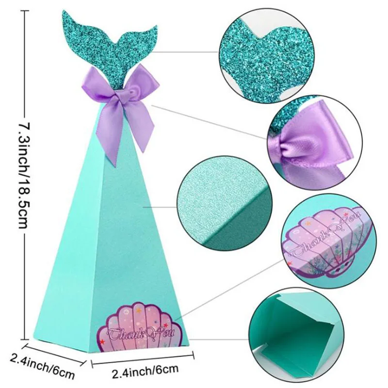 10 шт. подарочные коробки Русалочки для свадьбы Подарочная коробка детей упаковка