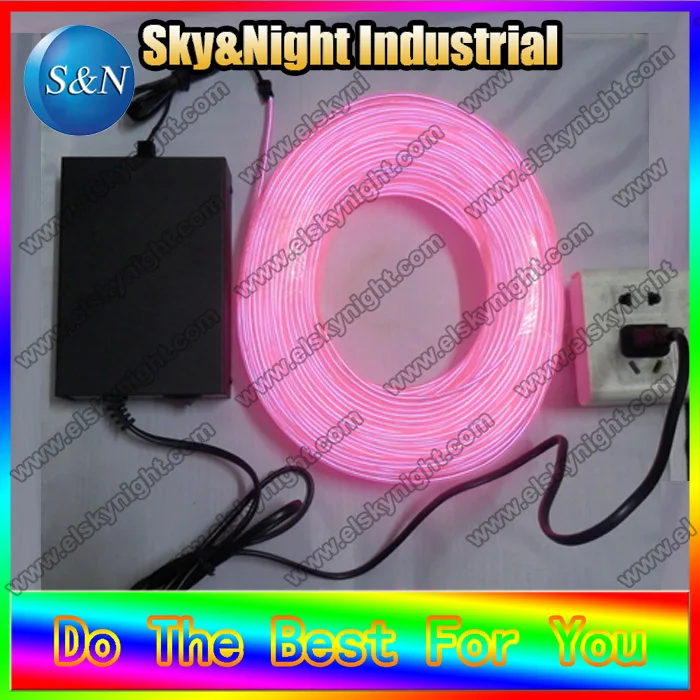 El Wire Neon Pink Glow Light 2.3mm-100M- pink el wire +220v Inverter with Free shipping