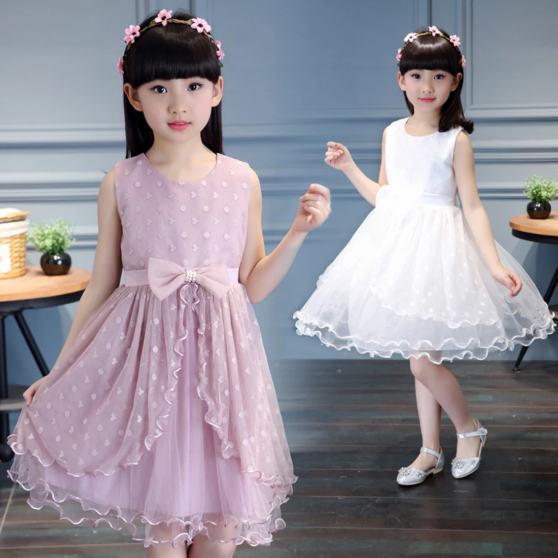 New Spring And Summer Lovely Kids Baby Girls Prince Dress Sleeveless Bow Tie Elegant Party | Детская одежда и обувь