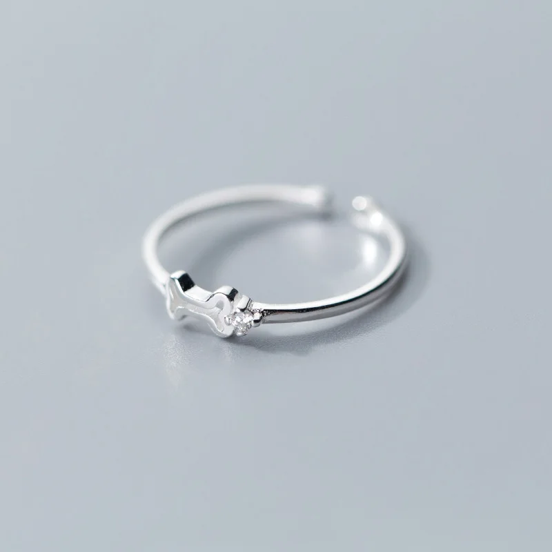 2019 100% 925 Real Sterling Silver Cute Bone Opening Ring Sizable 6 7 8 Teen Girls Kids Xmas Gift | Украшения и аксессуары