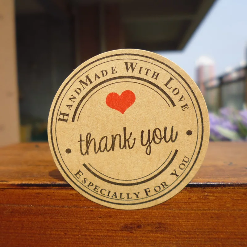 

1200pcs Thank You Round Kraft Seal Sticker For Gifts Handmade With Love Paper Box Bag Sealing Stickers Party DIY Decorations