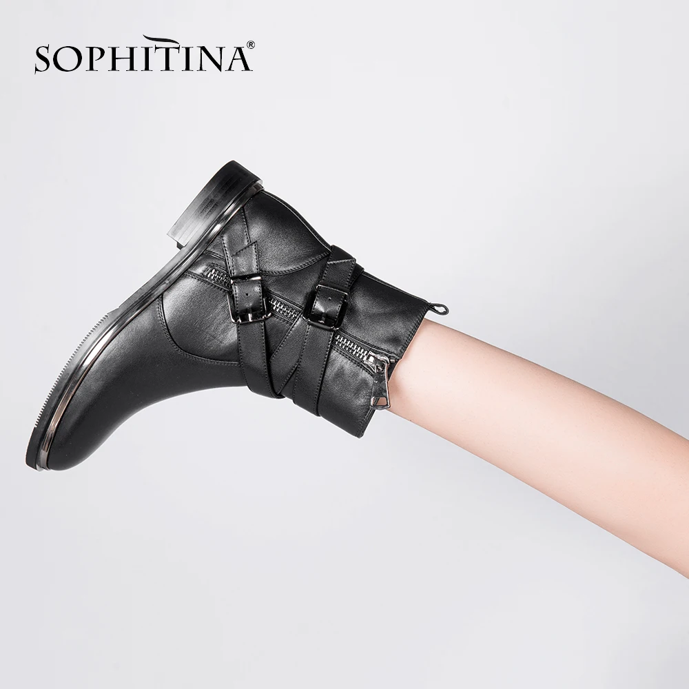 Весенние женские ботинки челси SOPHITINA ручной работы из натуральной кожи с круглым