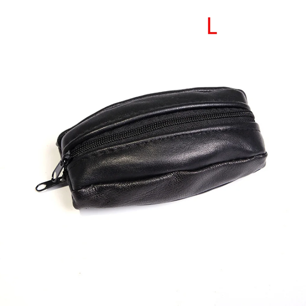 Black L Практичный мужской Многофункциональный Мягкий однотонный мини-кошелек из искусственной кожи, повседневный кошелек на молнии для ключей, портативный водонепроницаемый кошелек для монет - Цвет: Black L
