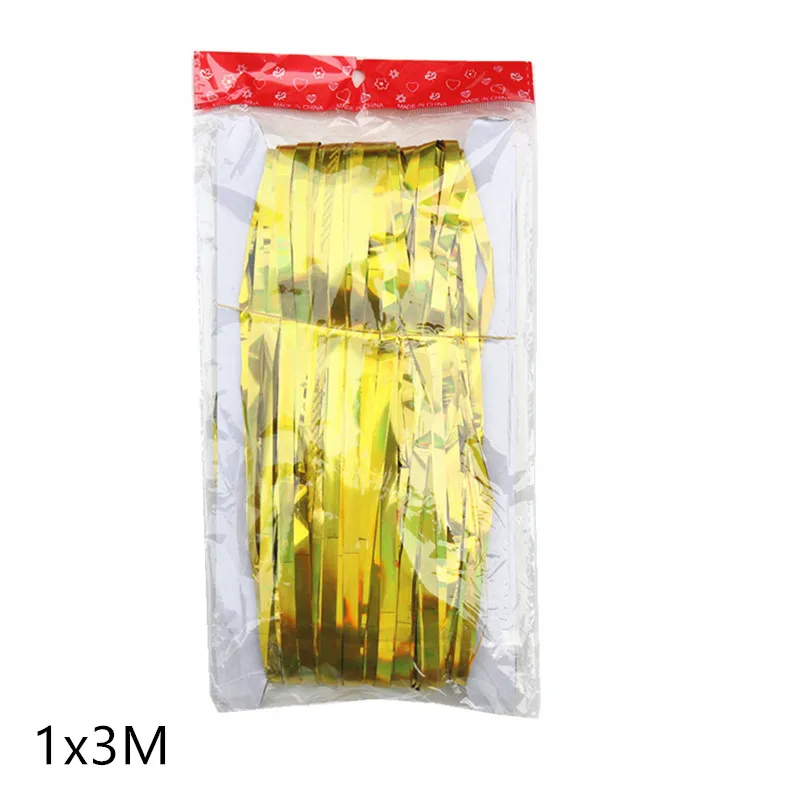1x3m gold 2M 3M Gold Silver Metallic Foil Tinsel Fringe Curtain Birthday Party Decoration Wedding Photography Backdrop Curtain Photo Props - Цвет: 1x3m gold