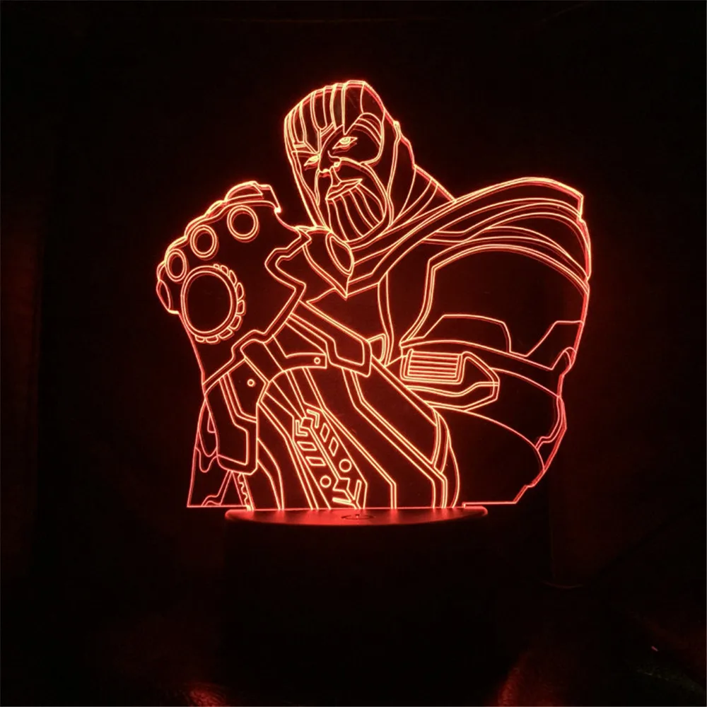 Мстители Thanos Infinity Gauntlet 3D ночник Endgame визуальная Настольная лампа с изменением