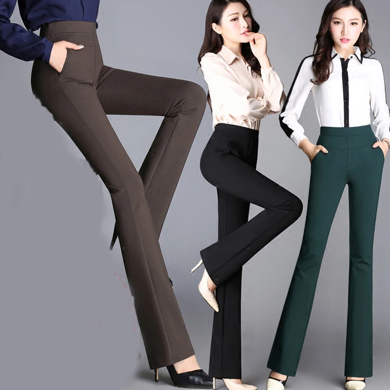 Осенне-зимние новые брюки micro-La с высокой талией эластичные прямые женские