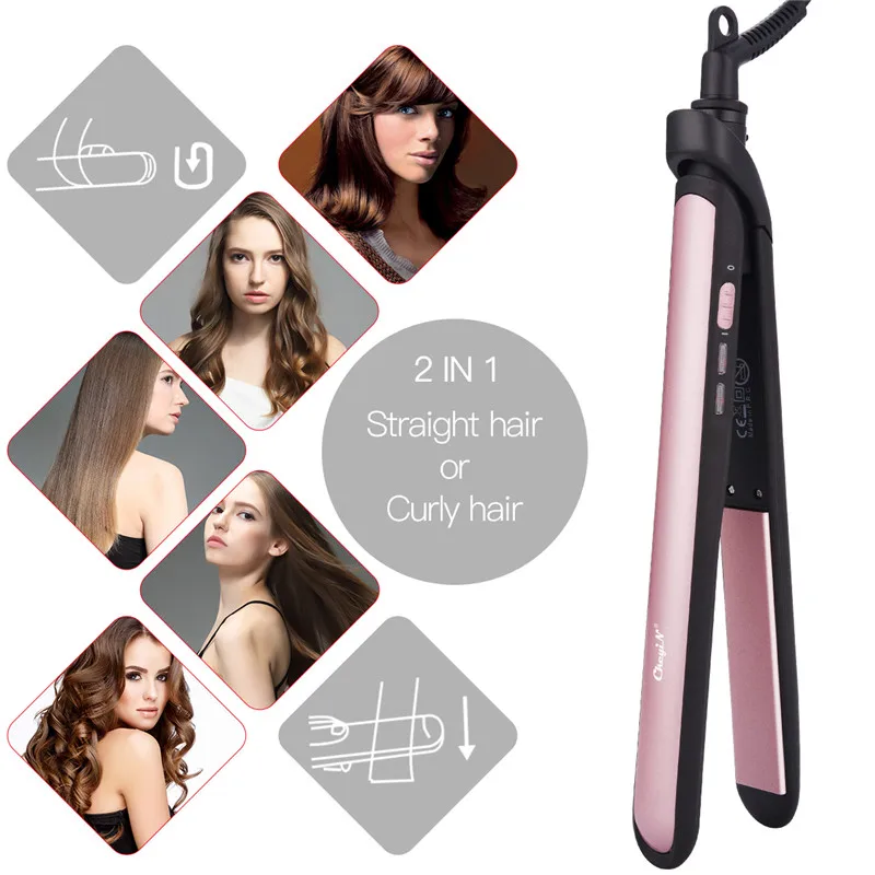

CkeyiN 2 in 1 Hair Straightening Curling Irons Flat Iron Curler Straightener Constant Temperature Ceramic Hair Styling Tool40