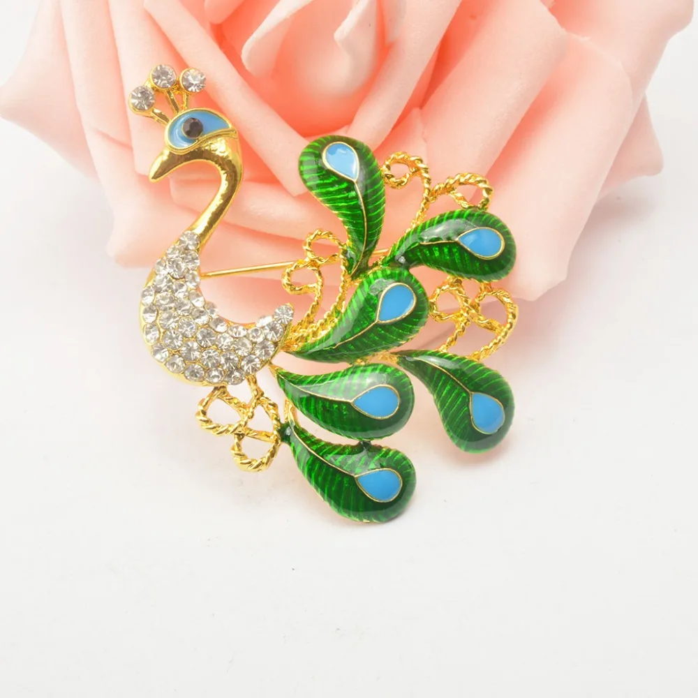 MZC модные ювелирные изделия Кристалл Стразы броши булавка сплав павлин брошь