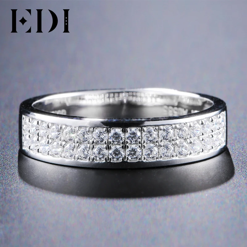 Женское и мужское бриллиантовое обручальное кольцо из белого золота 14 к с