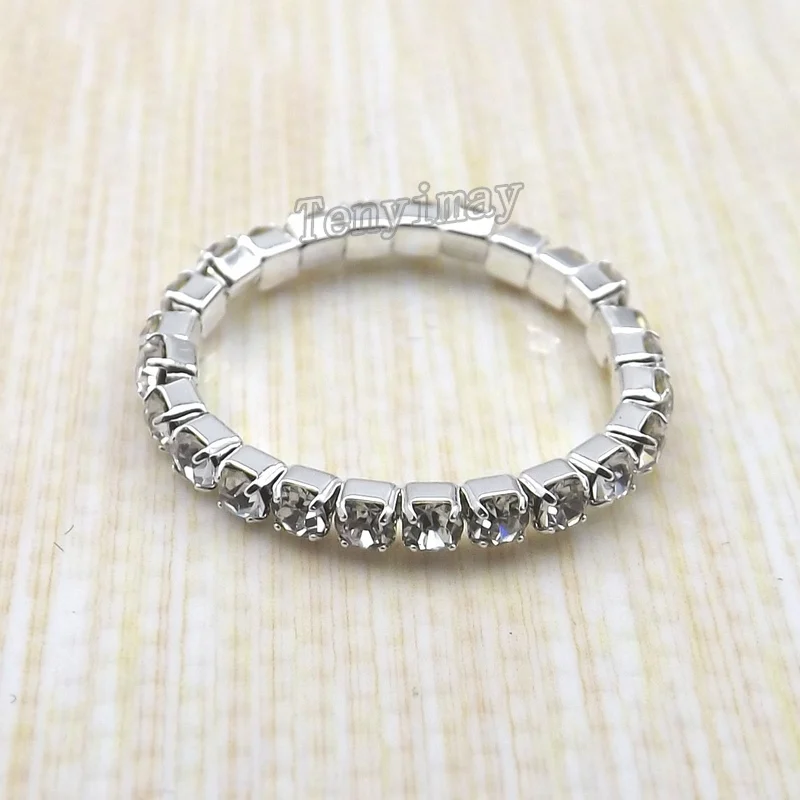 Дешевые прозрачные кольца с кристаллами эластичные зубцами бесплатная доставка