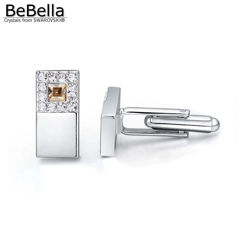Мужские квадратные запонки BeBella с кристаллами сделанные Swarovski ELE TS подарок на день