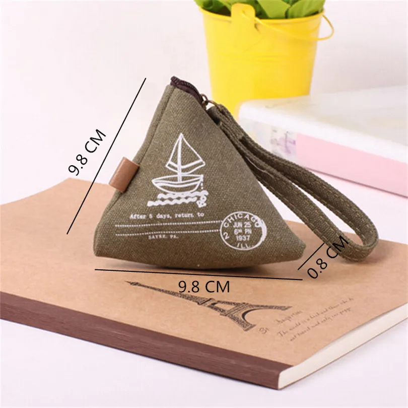 Хотите Пойти Старинные Треугольник Молнии Женщины Кошельки для Монет Мода Холст