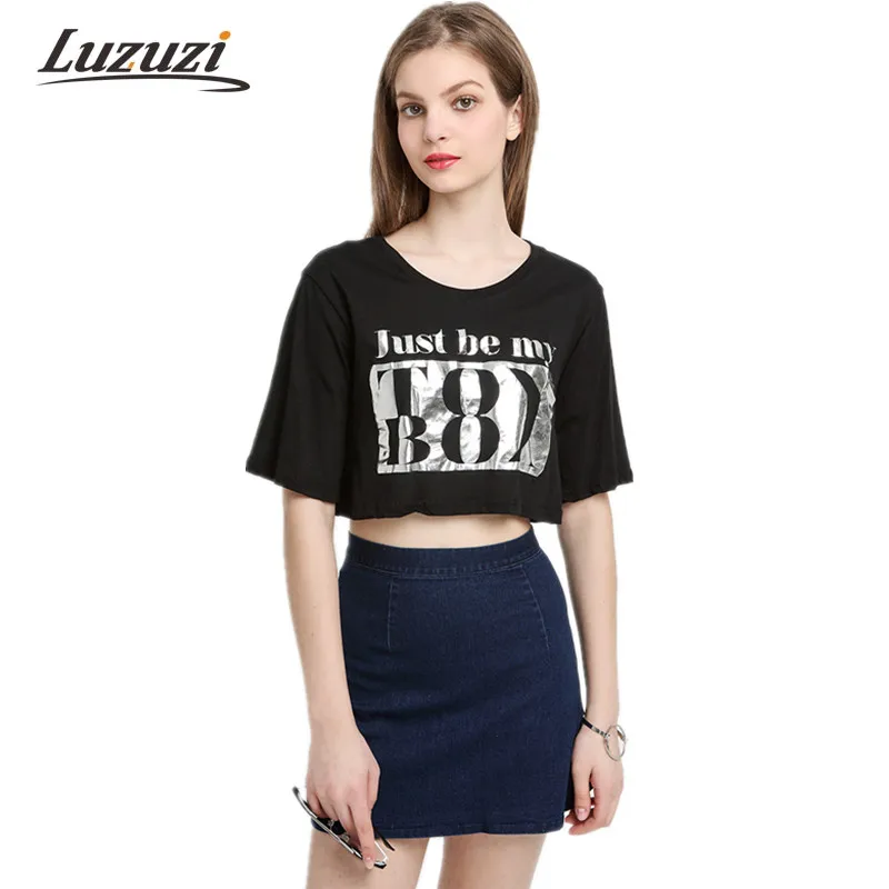 Лето 2017 г. женские пикантные спинки Серебряный с принтом букв топы футболки