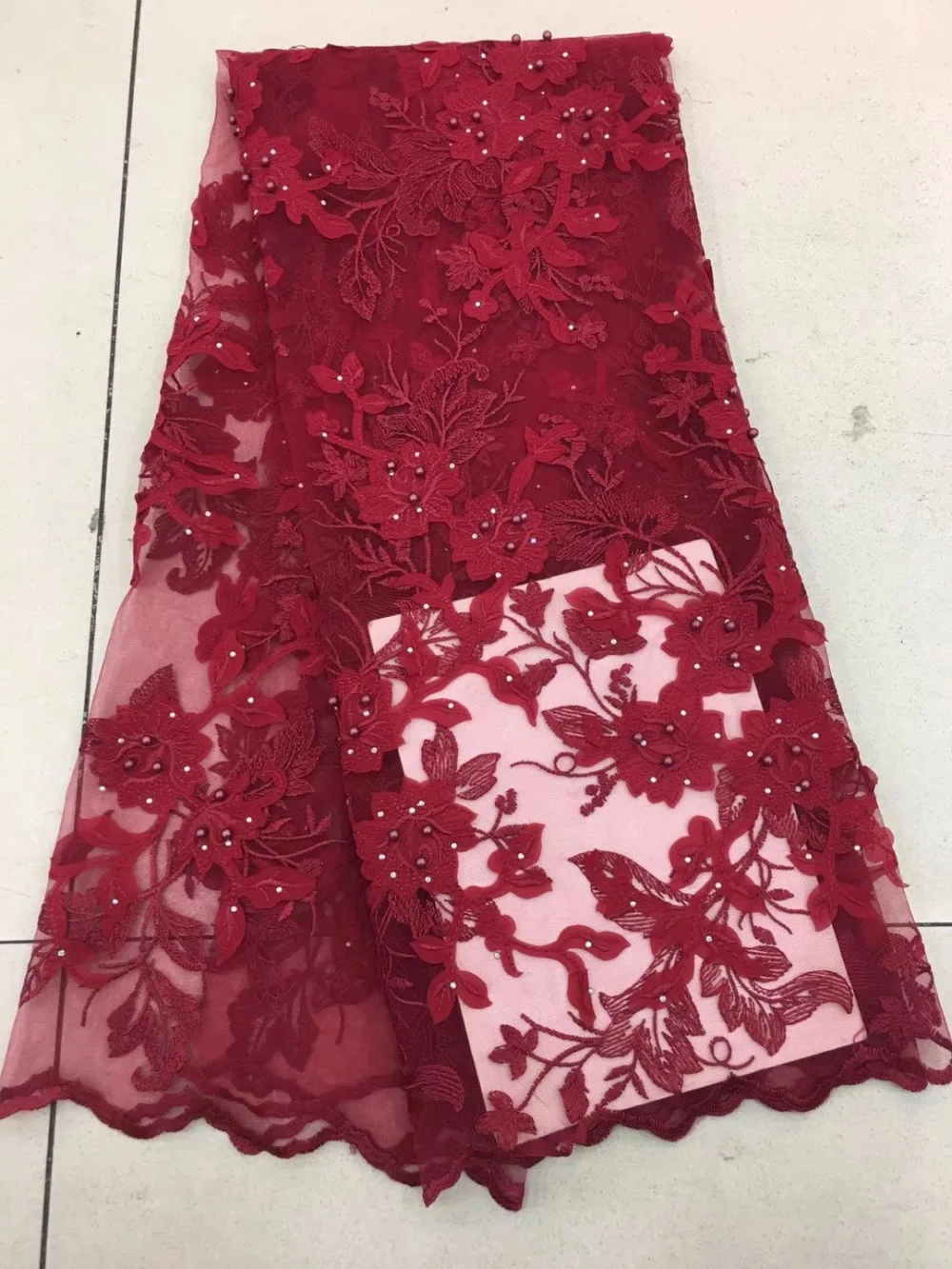 

French Net Lace Fabric 2018 Latest african guipure lace fabric with mesh tulle cord lace fabric CDZ724-4