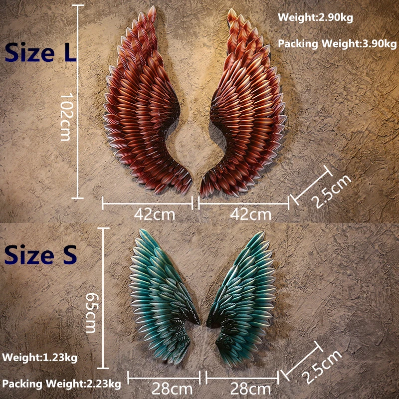 

Creative Home Wall Decor Abstract Retro Wing Sculpture Decor Figurine Decorative Metal Wings Statue TV Background