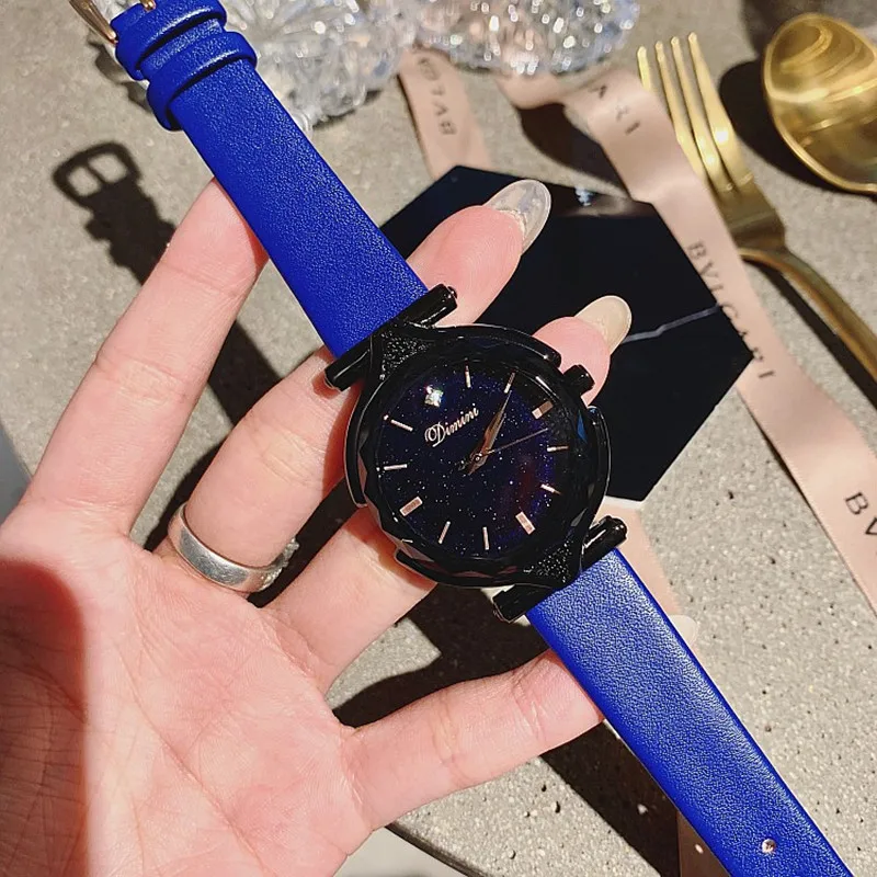 Super Cool Black Women Watches Fashion Ladies Rose Gold Dress Watch Woman Causal Starry Face horloges vrouwen | Наручные часы