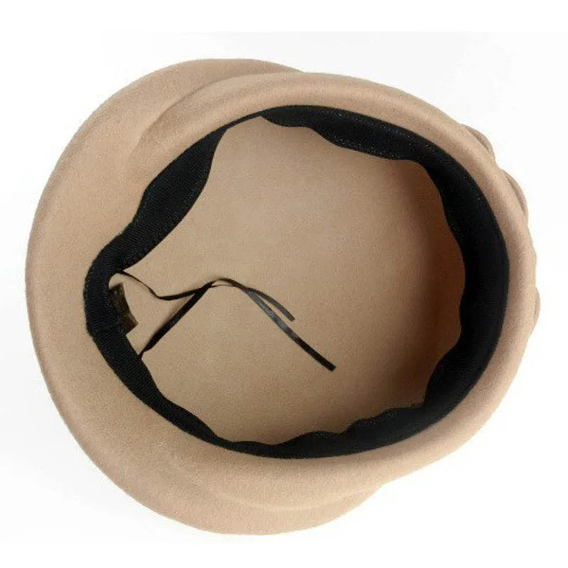 Женская фетровая шляпка Таблетка Fibonacci черная шерстяная с бантом для церкви и