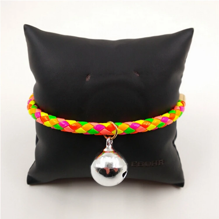 

2017 New Bell Pet Collar, 1Pcs L-380MM Length Pet Cat Collar Candy Color Bell Design Dog Collar Fashion Cat Decoration