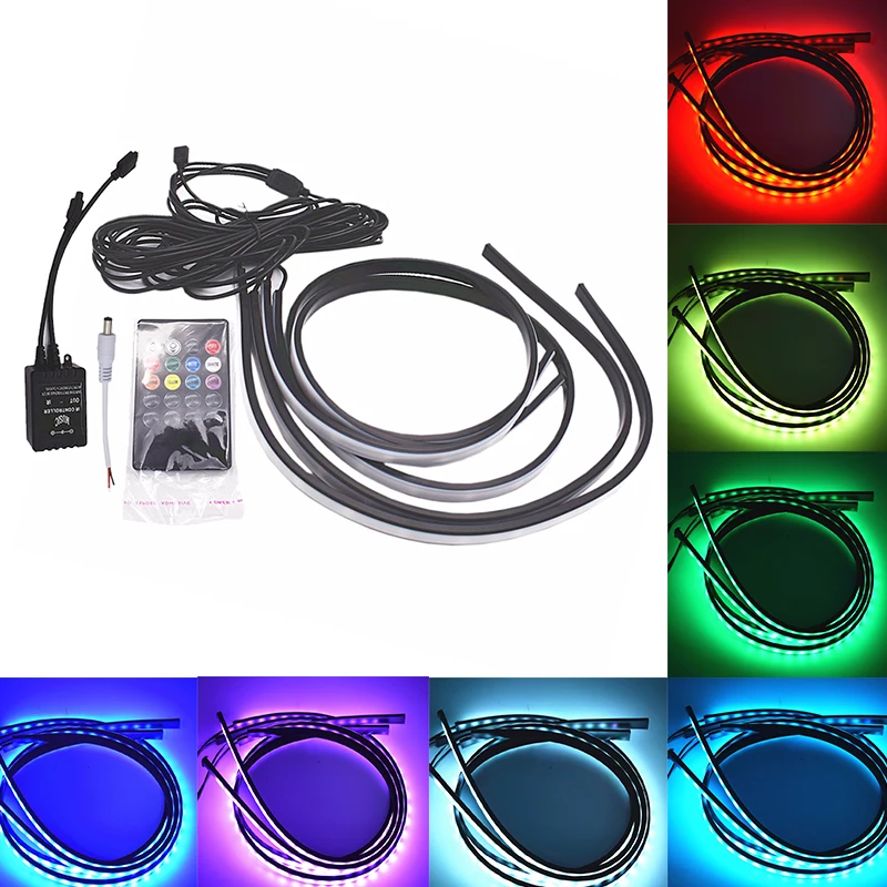 Светодиодная лента RGB 4 декоративные огни автомобильные нижние дистанционное
