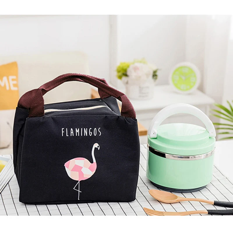 BONAMIE Flamingo Водонепроницаемая маленькая сумка для ланча на молнии термальная еда