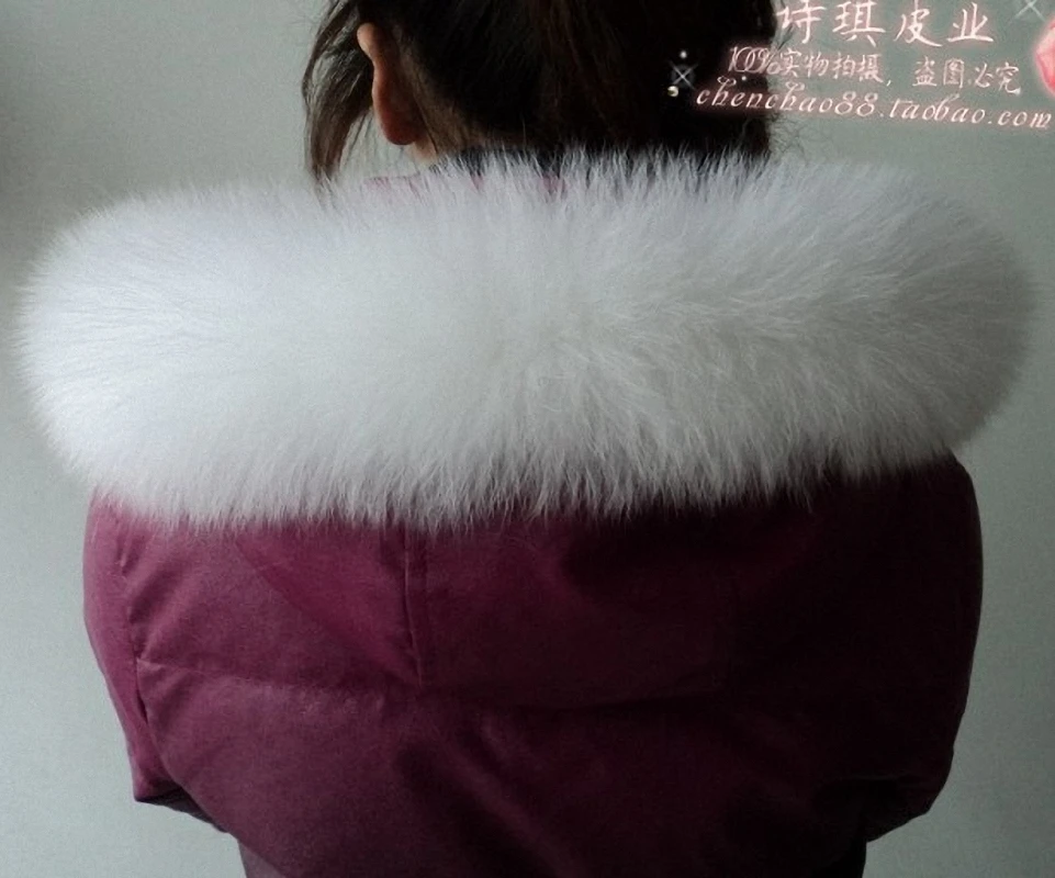 

10 Colors Genuine Fox Fur Detachable Collar Scarfs Fashion Coat Sweater Detachable Jacket Luxury Fur Collar C002-white