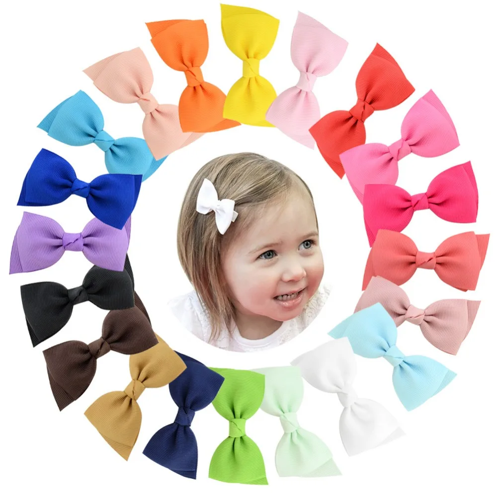 

MengNa 20 Color 100pc/lot Boutique Grosgrain Ribbon Bows with Clips for Girls Hairgrips HairPins Kids Hair Accessories